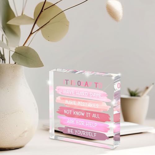 Mental Health Decor - Pink Office Decor Ornaments Teacher Desk