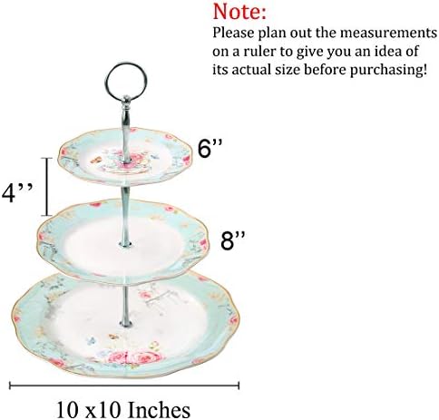 Jusalpha Light Blue 3-tier Ceramic Cake Stand- Cupcake Stand