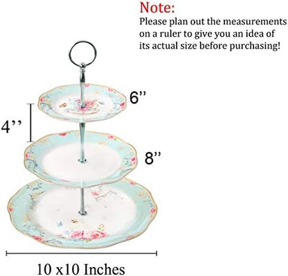 Jusalpha Light Blue 3-tier Ceramic Cake Stand- Cupcake Stand