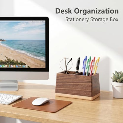 Walnut Pencil Holder Wood Pen Holder for Desk Multiple-Use