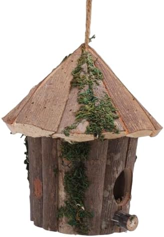 Cedar Birdhouse with Rope Hanging for Garden Decor