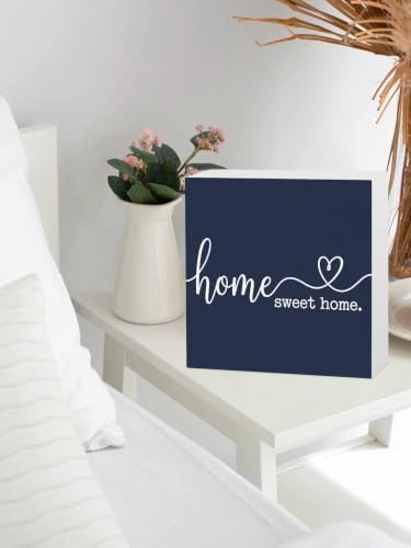 Wood Box Sign Home Sweet Home Square Boxes Sgin Desk Decor Decorative