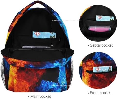SUABO Ice Fire Backpack Skull Bookbag Schoolbag for Boys Girls