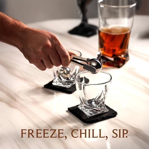 Mixology & Craft Crystal Whiskey Decanter Set 24oz with Glasses &