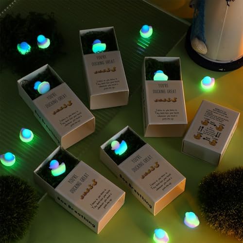 Wonderjune 30 Sets Positive Figures Gifts for Staffs, Luminous Duck