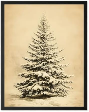 Christmas Wall Art, Vintage Christmas Tree Print, Rustic Winter Home