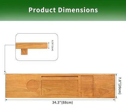 VaeFae Teak Wood Bathtub Tray Table with Wine and iPad Holder