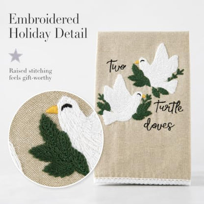 Mud Pie 12 Days Christmas Embroidery & Decorative Kitchen Towel
