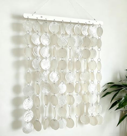 Capiz Shell Wall Décor & Wind Chime, Handmade Boho Coastal Decor