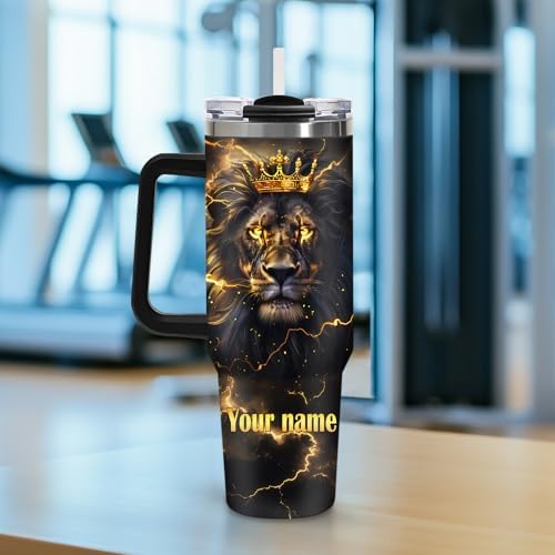 Jekeno To My Son Lion King Tumbler with Handle and Straw 40oz |Custom