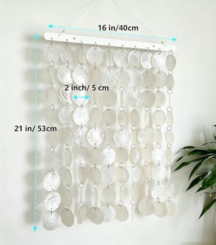 Capiz Shell Wall Décor & Wind Chime, Handmade Boho Coastal Decor
