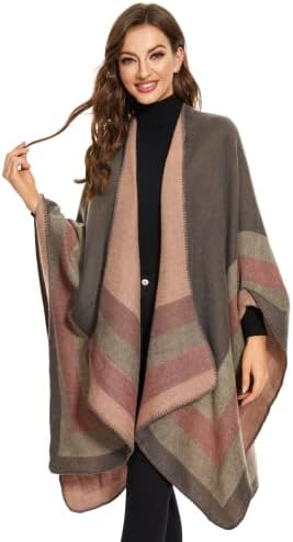 Shawl Wraps for Women, Elegant Knitted Cape Open Front Poncho Scarf