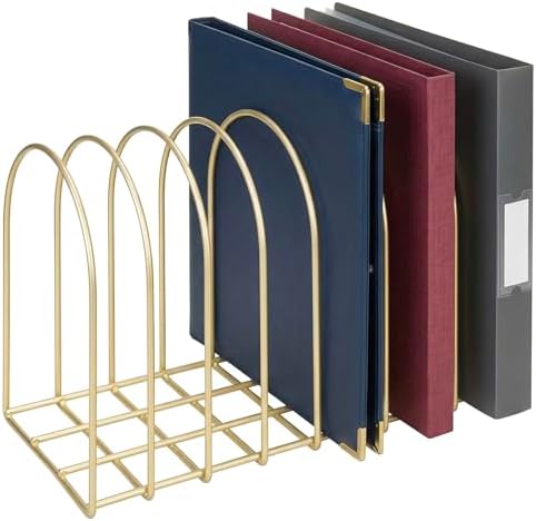 MyGift Brass Metal Wire File Desk Organizer Binder Holder with 8 Wide