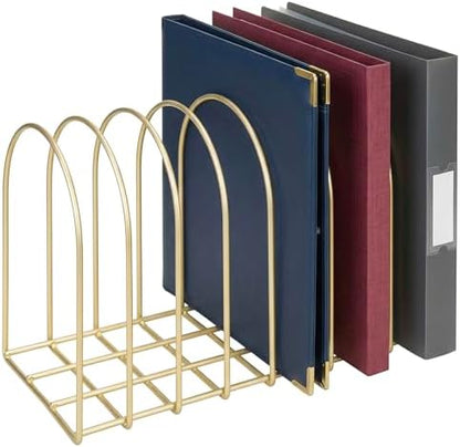 MyGift Brass Metal Wire File Desk Organizer Binder Holder with 8 Wide