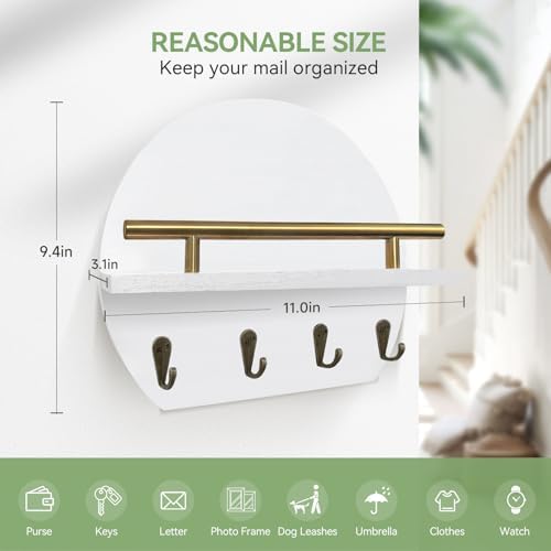 Key Holder Wall Mount Mail Organizer,4 Hook Semicircle Key Rack