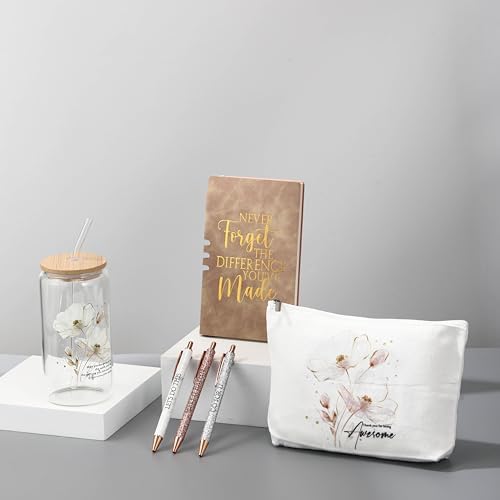 Funnymoom 6 Pcs Appreciation Gifts Set Women Glass Tumbler, Floral