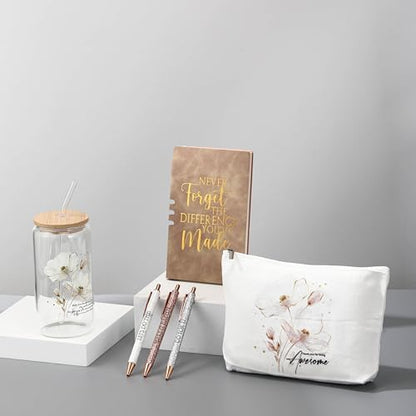 Funnymoom 6 Pcs Appreciation Gifts Set Women Glass Tumbler, Floral