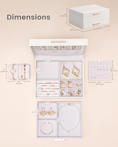Lolalet 2-Layer Jewelry Box Organizer for Women Girls Room Decor