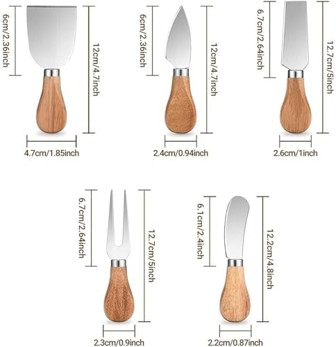 Cheese Knife with Wooden Handle - Stainless Steel Blade for Hard &