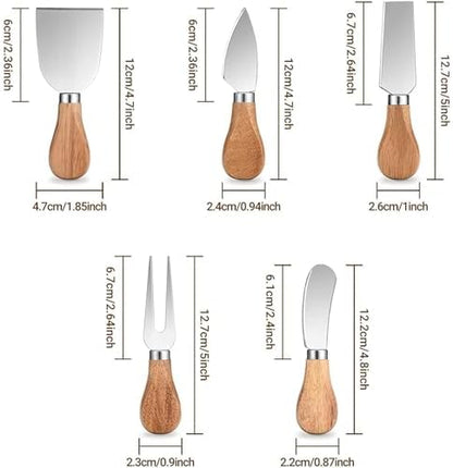 Cheese Knife with Wooden Handle - Stainless Steel Blade for Hard &