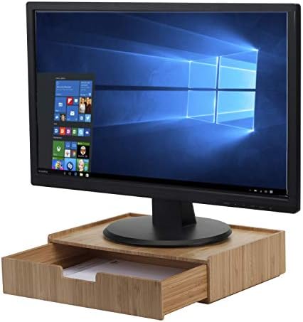 MobileVision Bamboo Drawer Large, Monitor Stand & Stackable Storage