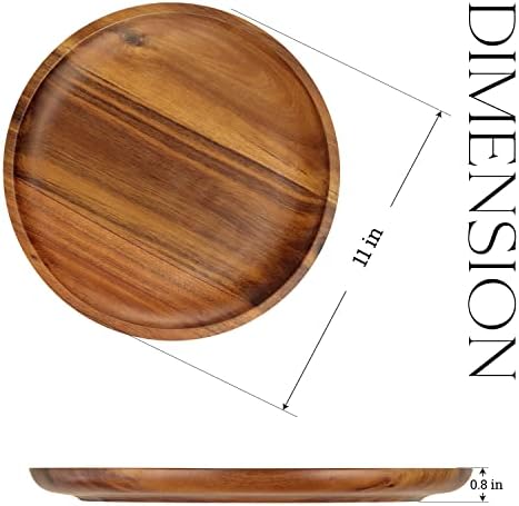 FANICHI Wooden plates (set of 4-11inch) Dinner Plates, Acacia Round
