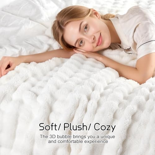 Lotus Karen 3D Bubble Fleece Blanket for Couch - Ultra Soft Fluffy