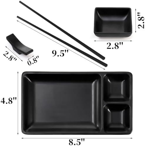 Pumtus 16 Piece Japanese Sushi Plate Set, Melamine Sushi Serving Set