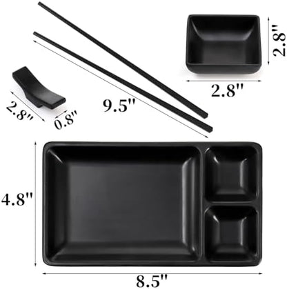 Pumtus 16 Piece Japanese Sushi Plate Set, Melamine Sushi Serving Set