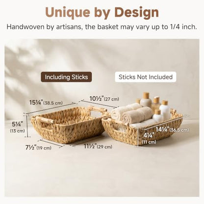 StorageWorks Wicker Baskets for Shelves, Hyacinth Storage Baskets
