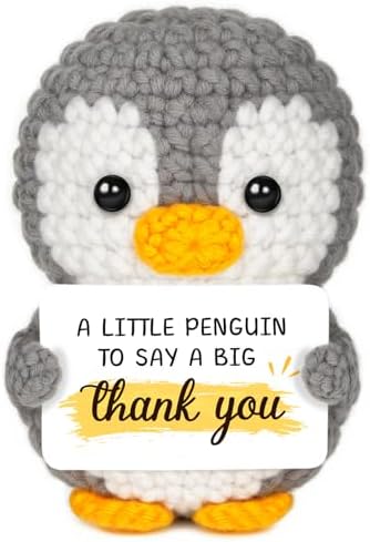 Thank You Gifts for Women Men - Cute Handmade Positive Crochet Penguin