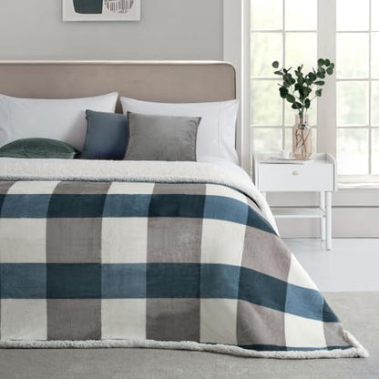 PU MEI Sherpa Fleece Throw Blanket 60" x 80" Reversible Plush Fluffy