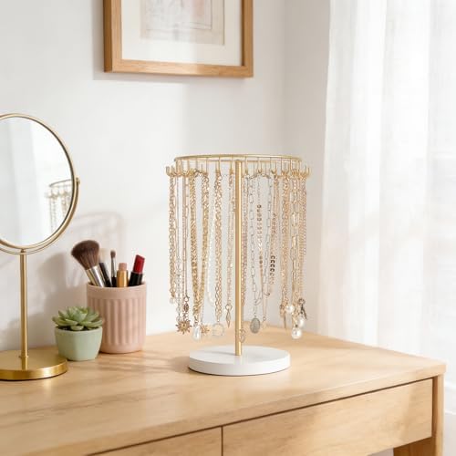 Mkono Necklace Holder Organizer, 30 Hooks Gold Jewelry Display Tree