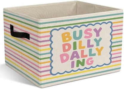 Girls Boys Playroom Foldable Storage Bins with Handles, Busy Dilly
