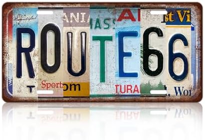 Vintage Route 66 Metal Tin Sign License Plate Wall Decor 12 x 6 Inches