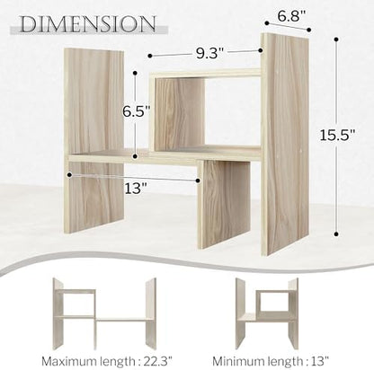 Jerry & Maggie Desktop Organizer Office Storage Rack Adjustable Wood
