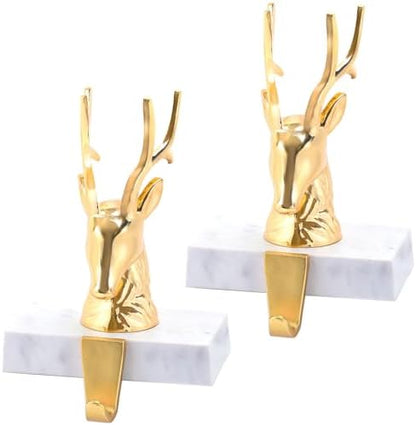 Christmas Stocking Holders for Mantle Set of 2, Reindeer Metal Mantel