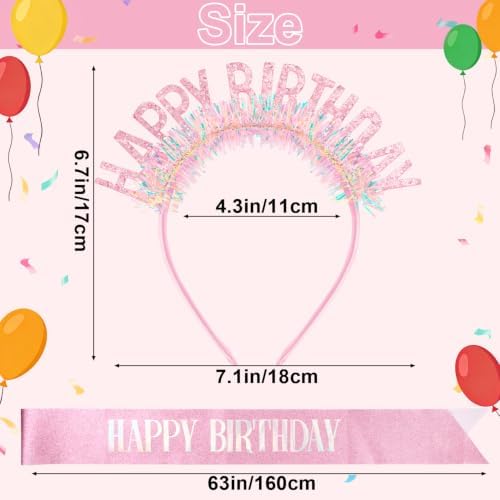 Atoden Happy Birthday Sash Headband Tiara Crown Sunglasses for Women