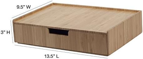 MobileVision Bamboo Drawer Large, Monitor Stand & Stackable Storage