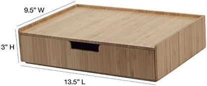 MobileVision Bamboo Drawer Large, Monitor Stand & Stackable Storage