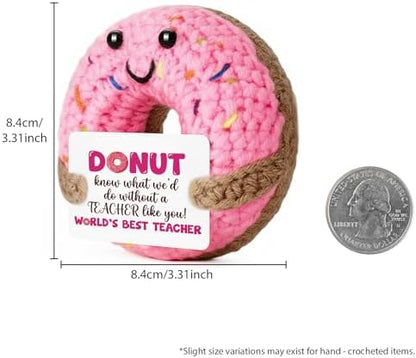 Crochet Donut Gift for Teacher, Inspirational Thank You Present with
