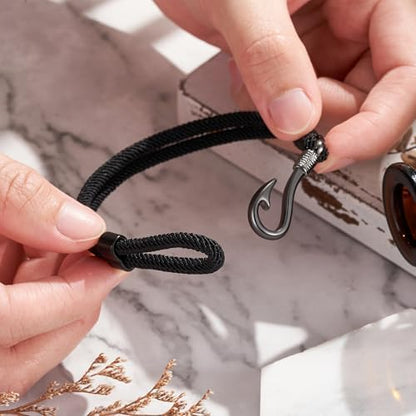 Black Fishing Bracelet Gifts for Men Cool Fishing Accessories Stuff