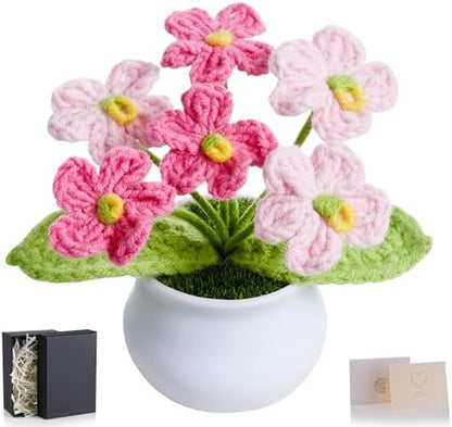 Crochet Flower Potted Handmade Knitted Flower Plant