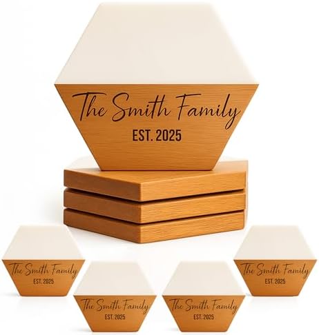 Personalized Wooden Coasters – Handmade Drink Coaster, Custom Wedding