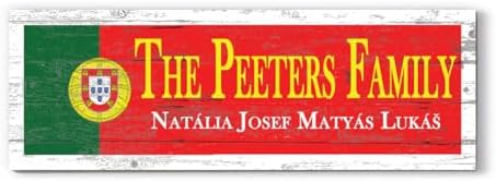 Wooden Portuguese Flag Sign - Custom Names - Personalized Portugal