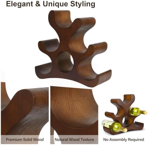 Countertop Wine Rack - 6 Bottle Wooden Wine Rack - Freestanding Wine
