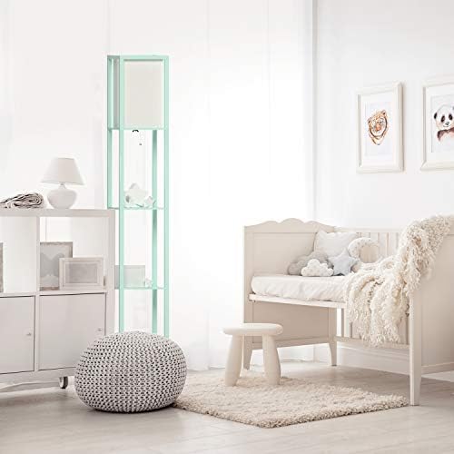 Simple Designs LF1014-AQU Etagere Organizer Storage Shelf Linen Shade