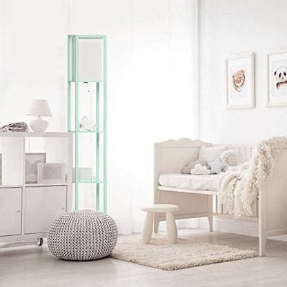 Simple Designs LF1014-AQU Etagere Organizer Storage Shelf Linen Shade