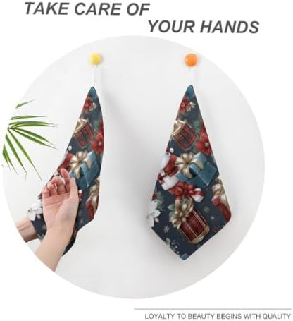 Christmas Santa Gift Hand Towels 11.8X11.8In