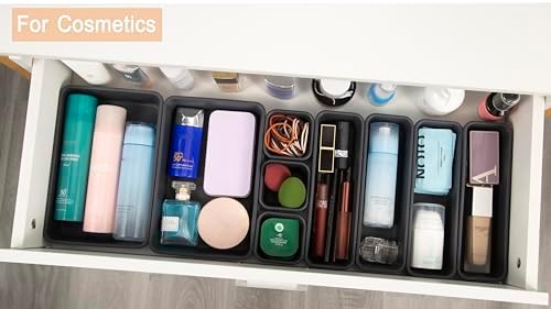 Kutesna 15PCS Interlocking Drawer Organizer, Plastic Desk Organizers